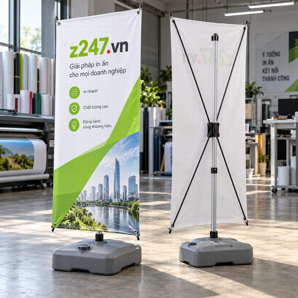 Standee chữ X đế nước vuông xám 2 mặt - ảnh 3