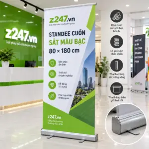 Standee cuốn sắt màu bạc 80x180 cm - ảnh 1